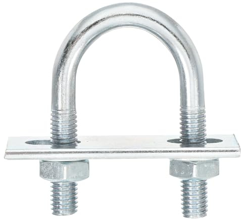 QUARKZMAN Boulons en U Ronds, 8 Ensembles de 27mm de Largeur Intérieure 59mm de Longueur M8 en Acier au Carbone Zingué U Boulon de Serrage avec Écrous et Plaques, pour Remorque de Bateau