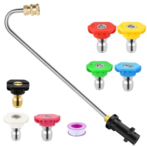 Geichan Pressure Washer Accessories Dirt Blaster Power Lance for Karcher K2 K3 K4 K5 K6 K7 Kärcher Series,Jet Wash Extension Wand with 7 Nozzles,Guttering Cleaning Kit Gutter Rod Cleaner Attachment