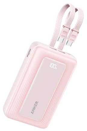 Anker Power Bank, 20,000mAh 45W Portable Charger,Dual Built-in USB-C Cables | 20,000mAh Battery Pack with Dual Built-In Cables, USB-C and USB-A Ports, for iPhone 17 / 16 Series, Galaxy, MacBook, and More