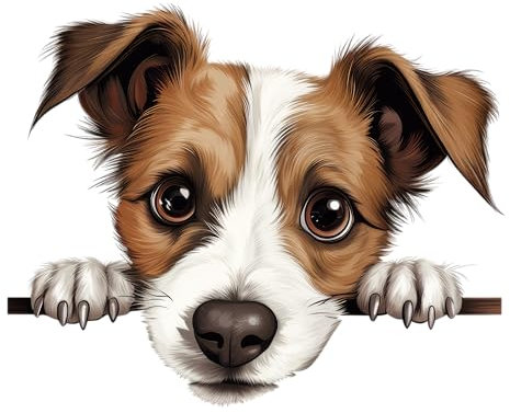 x4 Dog Stickers for Wall Decor, Covering Marks, Hardwearing Waterproof Mugs & Phone, Car Bumpers, Shower & Tile, Toilets, Laptop & More Vinyl Decals, (Shark02) (Jack Russel)