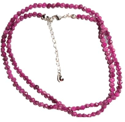 Rubin Edelstein Halskette, 925 Sterling Silber, Kristallstein Rubin, Steinkette verstellbar