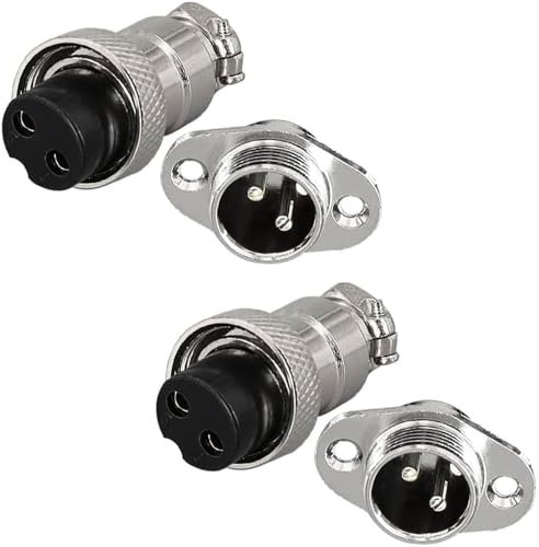 RUNCCI-YUN 2 Pares GX12 2 Pines Aviación Enchufe Conector,12mm Soldadura Metal Macho Hembra Panel Conector de Cable(GX12 2 Pines)