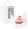 RONGZUBAT 30pcs Single Cupcake Boxes 1 Hole Cake Box with Clear Window Inserts,Individual White Bakery Boxes with Handle Single Cupcake Boxes for Bridal Showers Wedding Birthday Party