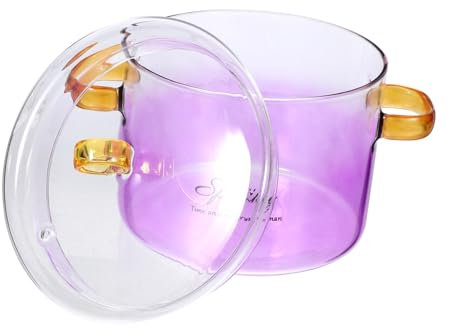 NAMOARLY Borosilicate Glass Pot Lid Heatproof 1500ml Stew Pot for Noodles Milk Glass Saucepan for Easy Cooking