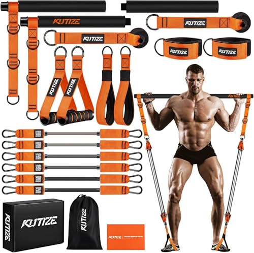 Pilates-Ausrüstung, robustes Pilates-Stangen-Set mit Widerstandsbändern für Männer, Krafttrainingsstange für Beine, Hüfte, Taille, Rücken, Arm, Bauchmuskeln, Brust, Schultern, tragbares