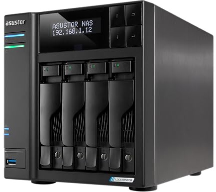 Asustor Lockerstor 4 Gen2+ AS6704T v2, 4 Bay NAS, Quad-Core 2.0GHz CPU, 2 5GbE Ports, 4GB RAM DDR4, 4 M.2 SSD Slots, Network Attached Storage (Senza dischi)
