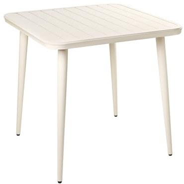 Beliani Garden Dining Table Aluminium 80 x 80 cm Outdoor Furniture Modern Square Light Beige Naturno