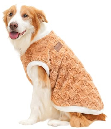 Aurafly Hundepullover für Kaltes Wetter, Weich Plüsch-Hundeweste, Warme Schneejacke für Hunde, Leicht zu Tragen Wintermantel für Mittelgroße und Große Hunde (Braun, 7XL)