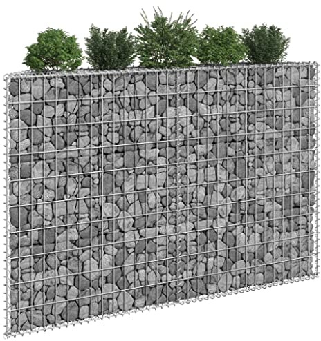 Makastle Lit surélevé à Gabion en trapèze, Clôtures décoratives Jardin, Jardinière grillagées pour Patio et terrasses, Acier galvanisé 150x20x100 cm
