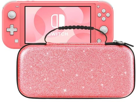 DLseego Pailleté Étui de Transport Compatible avec Switch Lite,Pétillant Portable Jeux de Voyage Sacoche de Transport Mince et Résistante aux Chocs pour Switch Lite,Rouge