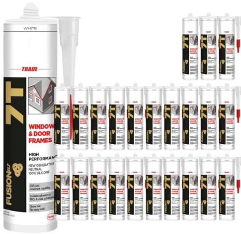 Silikon für Fenster & Türen, Witterungsbeständiger Dichtstoff 300ml - Weiß (24 x 300ml)
