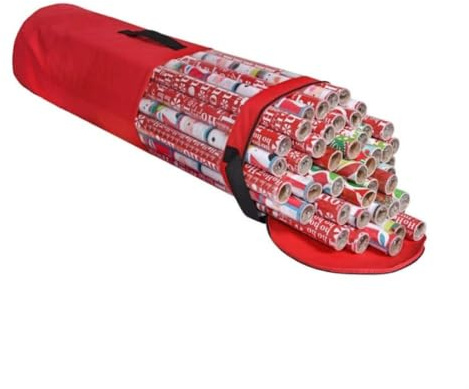 URPIZY Lot de 24 rouleaux de papier d'emballage avec fenêtre en PVC transparent pour papier cadeau et rubans, 101,6 x 22,7 cm, solution de rangement pliable pour la maison et le bureau