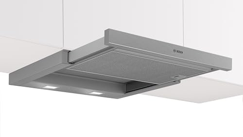 Bosch Series 2 DFM063W57B Telescopic Cooker Hood, 60cm, Silver | Logo Design Handle, 2 speed , Rocker Switch Control, LED Lights