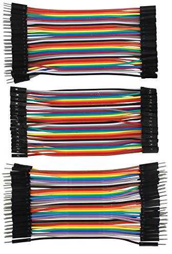 HALJIA 120pcs 10CM 4Inch Multicolored Jumper Wire 40pin Male to Female, 40pin Male to Male, 40pin Female to Female Breadboard Jumper Wires Ribbon Cables Kit