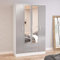 Happy Beds Lynx 4 Door Combination Mirrored Wardrobe Bedroom Furniture Storage White and Grey