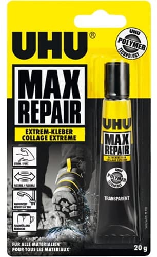 3 x Pegamento UHU Max reparación Extreme transparente agua Resistance- 20 G tubo