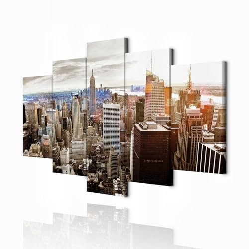 decomonkey Wandbilder New York 200x100 cm 5 Teilig Leinwandbilder Wanddeko