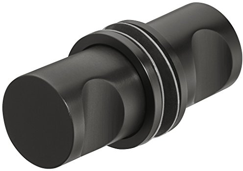 Gedotec Duschtür-Knopf Edelstahl schwarz Glas-Türgriff rund für Duschtüren - H3035 | Duschkabinen-Knauf zum Schrauben | Bohr-Ø 9 mm | Knopf-Griff 35 x 25 mm | 1 Paar - Design Türknopf für Glastüren