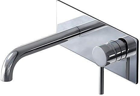 doporro Rubinetto Cascata Parete,Miscelatore da Bagno Lavabo Muro in Ottone Cromato WA112, Argento