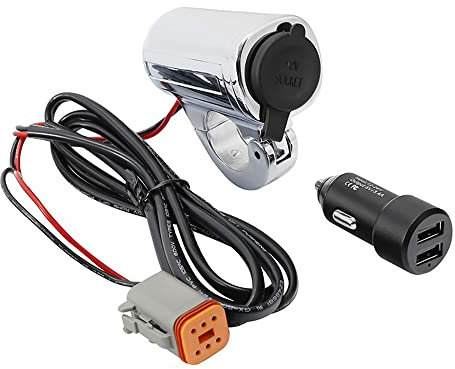 Prise Moto USB avec Support de Guidon 7/8-1 pour Harley Davidson Road King Special 17-20 Chrome