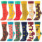 BONANGEL Chaussettes pour Femmes Lot en Coton, Chaussettes Fantaisie, Chaussettes Animaux, Chaussettes Aliments, Imprimé Chaussettes,Chaussettes pour Filles, Cadeau (12pairs-Fruits)
