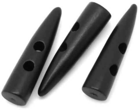 Handarbeit-Lieblingsladen 15 Stück edle Holzknöpfe - Knebelknöpfe oval 5,3 x 1,3 cm schwarz Knebel 2 Löcher längliche Knöpfe zum annähen nähen und basteln - Jackenknöpfe Mantelknöpfe