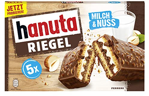 hanuta Riegel - 5er Packung (5 Riegel à 34,5g), mit einzeln verpackten Riegeln, leckerer Schokoriegel aus Waffel, Milch und Haselnuss, ohne Farbstoffe und Konservierungsstoffe