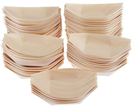 Perfeclan Schalen Teller 100 Set, Fingerfood Schälchen, Snack Schalen für Knabbereien, Tapas oder Sushi, plastikfrei - abbaubar, 11.5x6.5mm