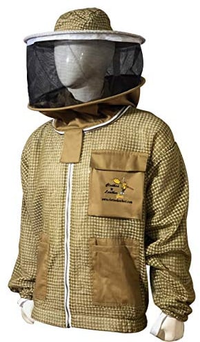 Clothes N Leather Gear Beekeeping Three Layer Mesh Ultra Fully Protection Beekeepers Jacket With Round Veil (5XL)