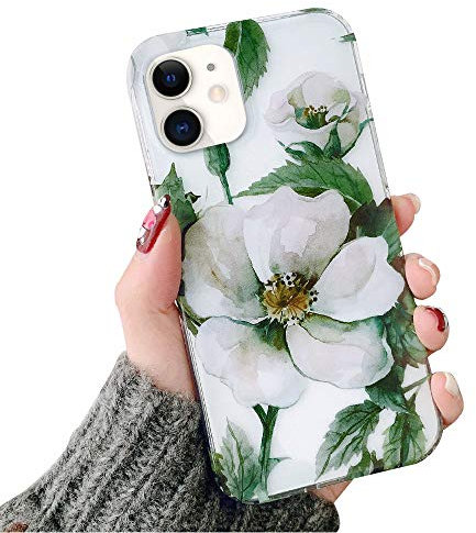 Lafunda Compatible with iPhone SE 2020 iPhone 7 iPhone 8 Case for Girls Women Clear Cute Flower Floral Patterns Design Phone Case Soft TPU Protective Silicone Cases - White Flower
