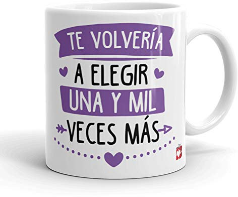 Kembilove Taza Desayuno para Parejas – Tazas Originales con Mensaje Te volvería a decir si una y mil veces más – Taza de Café y Té para Madres – Tazas de Regalo para el día de San Valentín