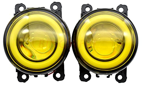 YSSMAO 2 stücke Autozubehör LED Birne Nebelscheinwerfer Angel Auge Weiß/Gelb für Nissan Navara D40 Anmerkung E11 Pathfinder R51 PIXO UA0,Warm White