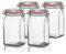 BigDean 4er Set Vorratsgläser 1,1L - Einmachgläser mit Deckel & Bügelverschluss - Made in Germany - Drahtbügelgläser zum luftdichten Aufbewahren, Einlegen & Einkochen - Glas, eckig
