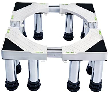 Verstellbare Sockel Doppeltes Verbindungsrohr Waschmaschine Sockel 12 Stützbeine Länge/Breite 48-69cm Stand für Trockner Höhe 29-32cm Untergestell Podest Antivibrationsmatte