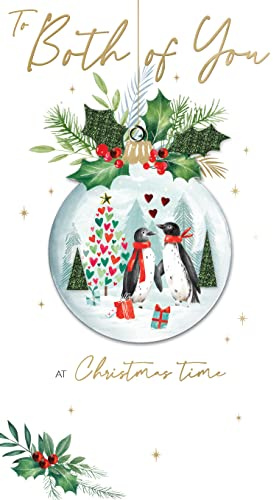 Both Of You Baubles Embellished Christmas Card Hand-Finished Champagne Cards
