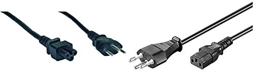 InLine Netzkabel für Notebook, Schweiz, 3pol Kupplung, 2m & PremiumCord Stromkabel 230V 2m, Mit Schweiz Stecker Auf Kaltgerätebuchse C13, IEC 320, PC Kabel 3 Polig, Schwarz