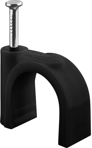 goobay 64686 Serre-câbles, Jeu de 100 / Support de câbles pour Fixation de câbles jusqu'à 16mm de diamètre/Serre-câbles avec Clou pour Mur, Coins et Montage en saillie / 100 pièces/Noir