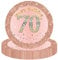 YAAVAAW Happy 70th Birthday Paper Plates 7'' Rose Gold, 16Pcs Womens Party Disposable Tableware, 70th Decorations for Women, Her Supplies Table
