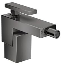 hand-sized AXOR Edge single-lever bidet mixer with push-open waste; color: Polished Black Chrome