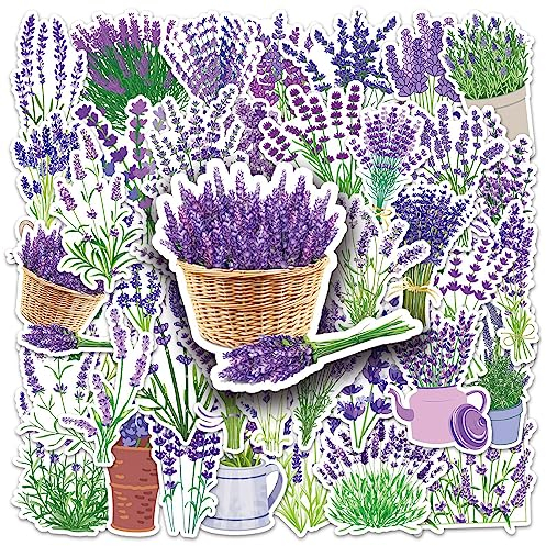 AUCEKO 50 Stück Lavendel Aufkleber Pack Lavendel Sticker Set wasserdichte Vinyl Sticker für Laptop Kinder Autos Motorrad Fahrrad Skateboard Gepäck Koffer Computer Aufkleber Graffiti Decal