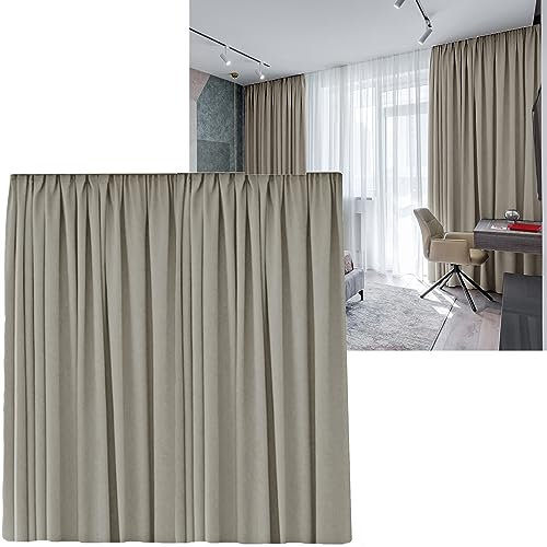 Cleanlevel EST 2016 Vorhänge Vorhang Gardinen mit Kräuselband verdunklungsvorhänge Verdunkelungsvorhang Übergröße Thermovorhang Blickdicht 300cm (B) x 245 (L) (Hellbraun Kräuselband)