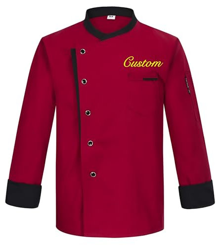 Unisexo Conjunto De Chaqueta De Chef Personalizada Con Gorro Delantal Manga Larga Abrigo De Chef Con Botones Kit De Uniforme De Trabajo Para Servicio De Alimentos Para Hombre Y Mujer