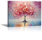 JOSUE Arbre De Vie Tableau Decoration Murale Salon En Toile, Arbre Abstrait Mauve rose Tableau Affiche Murale ImpriméS D'Art Pour Salle De Bain Chambre à Coucher -40x60cm Encadrée