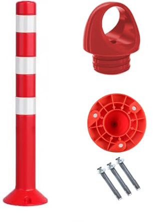 Coni stradali, Paletti delimitazione, Pali Delineatori Di Traffico Pesanti Nero Blu Verde Rosso, Pali Di Parcheggio Con Base Robusta E Kit Di Viti, Coni Barriera Portatili Con Bande Riflettenti ( Colo