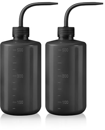 Annhua Squeeze Bottle 500ML 2 Pack Wash Bottles with Narrow Mouth, Tattoo Bottle with Scale Plastic Rinse Bottle for Gardening | Lab | Eyelash & Tattoo Wash - Black