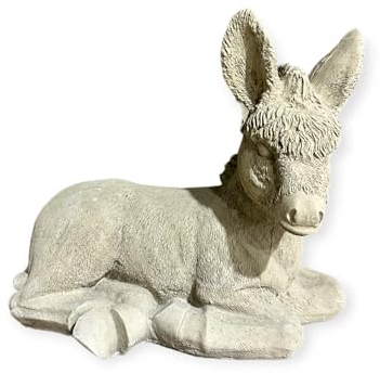 OriginalPaul Skulp & Betondesign Liegender Esel aus Stein - Natürlicher Charme für Ihren Garten (H/B/T: 26/32/17 cm)