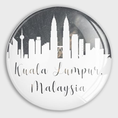 Freecustom Malaysia Kuala Lumpur Skyline Fridge Magnets Glass Small Magnets New City Funny Magnets City Scenery Magnetic Stickers for Holiday Mailbox Garage Door Decor 4 Pieces
