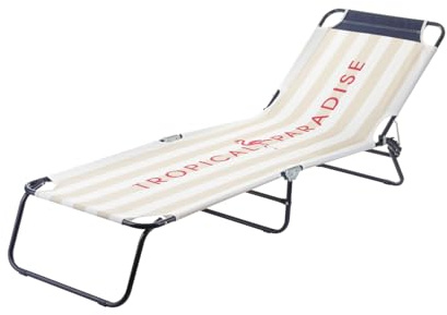 Generico 1 Sonnenbett beige gestreift 188 x 55 x 25 cm, Stahl Polyester Plastik