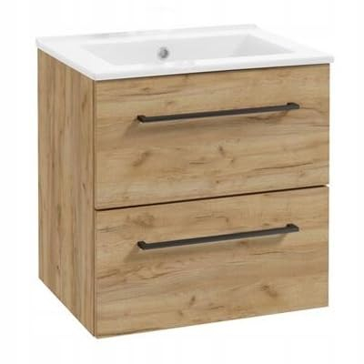 .Deftrans Deftrans Domodomo - Armoire de salle de bain avec lavabo - 60 x 50 x 46,5 cm - Meuble bas en chêne pour lavabo - Meuble suspendu pour salle de bain - Ensemble de lavabo en céramique