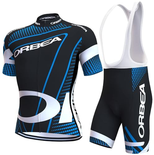 Generic Herren Radtrikot kurzärmliges Set Radbekleidung Pro RennradJersey und Radhose mit 19D Gepolstert (Black-3, XL)
